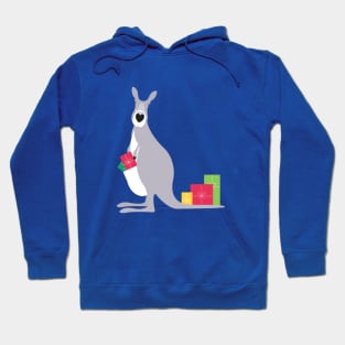 Kangaroo with Christmas gifts Hoodie